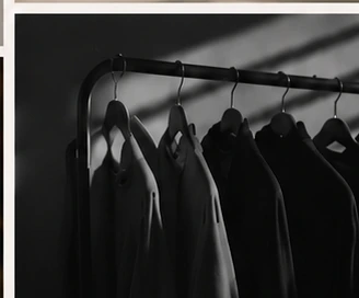 Clothing rack prepared for a brand shoot